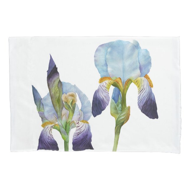 Aquarell-Iris Kissenbezug (Vorderseite)