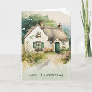 Aquarell Irisches Cottage Frohen St. Patrick's Day Karte