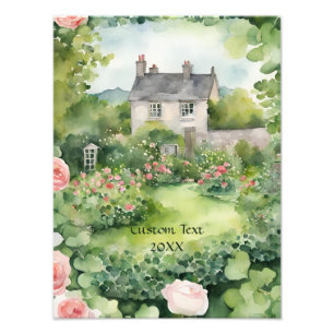 Aquarell Irisches Dorf Cottage Fotodruck