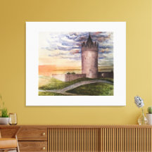 Aquarell Irisches Schloss in Doolin County Clare