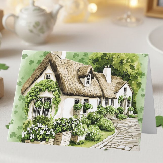 Aquarell-Irish-Cottage-St.-Patrick's-Day-Grußkarte Karte (Von Creator hochgeladen)