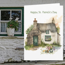 Aquarell Irish Hütte Happy St. Patrick's Day