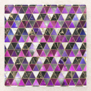 Aquarell-Isometrie mit Gold- und Marmor-Galaxie Glasuntersetzer