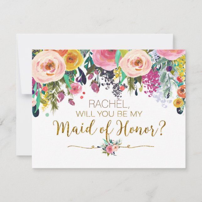 Aquarell ist eine Trauzeugin Einladung (Vorderseite)