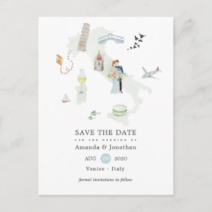 Aquarell Italien Destination Hochzeit Save the Dat Ankündigungspostkarte