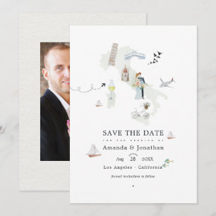 Aquarell Italienische Hochzeitsdestination Foto Save The Date