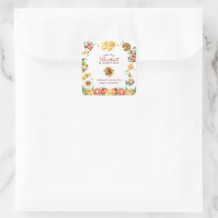 Aquarell Italienisches Essen Frikadellen Babyparty Quadratischer Aufkleber
