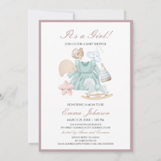 Aquarell It's A Girl Baby Shower Einladung