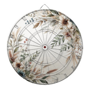 Aquarell Ivory Blue Flowers Dartboard Dartscheibe