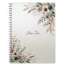 Aquarell Ivory Blue Flowers Notebook