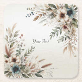 Aquarell Ivory Blue Flowers Paper Untersetzer
