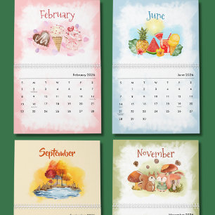 Aquarell-Jahreszeiten-Kalender Kalender