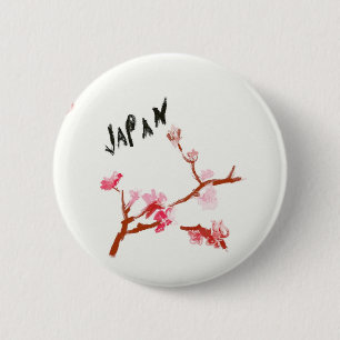Aquarell-Japan-Kirschblüte Button