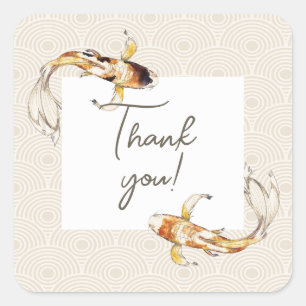 Aquarell-Japan-Koi-Fisch-Dankeschön-Aufkleber Quadratischer Aufkleber