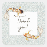 Aquarell Japanischer Koi Fisch Danke Aufkleber