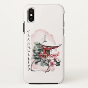 Aquarell Japanischer Tempel Sakura Blüte Case-Mate iPhone Hülle