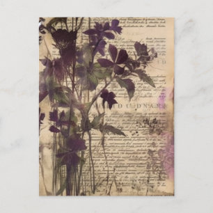 Aquarell-Journalseite mit floralem Vintage-Muster Postkarte