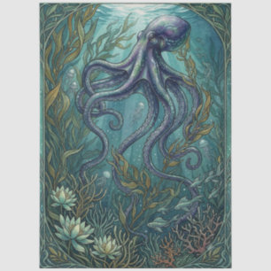 Aquarell-Jugendstil-Oktopus-Decoupage Seidenpapier