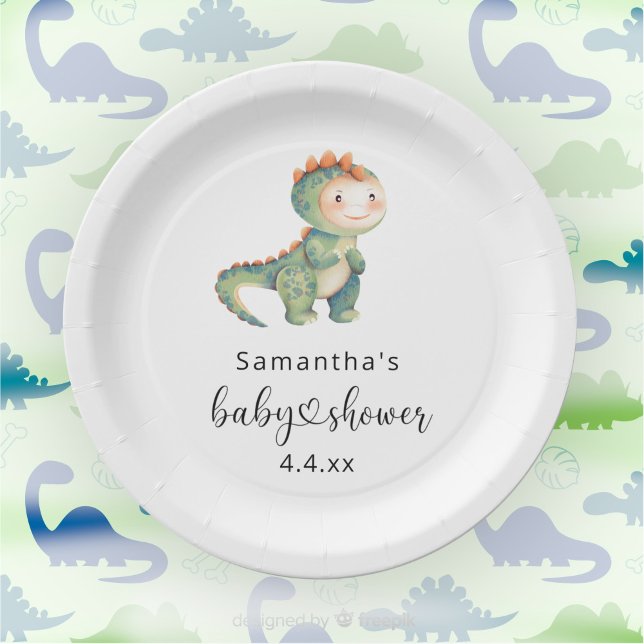 Aquarell-Junge-Dinosaurier-Baby-Party Pappteller (Von Creator hochgeladen)