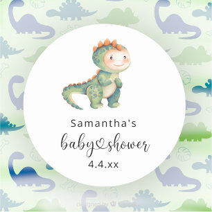 Aquarell-Junge-Dinosaurier-Baby-Party Runder Aufkleber
