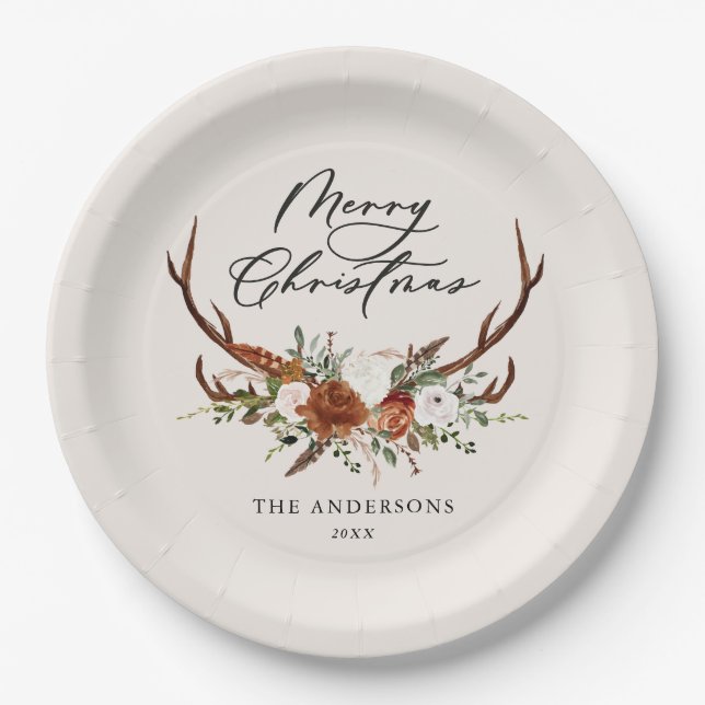 Aquarell Junggebliebene frohe Weihnachten Pappteller (Vorderseite)