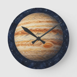 Aquarell Jupiter Runde Wanduhr