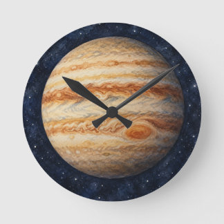 Aquarell Jupiter Runde Wanduhr