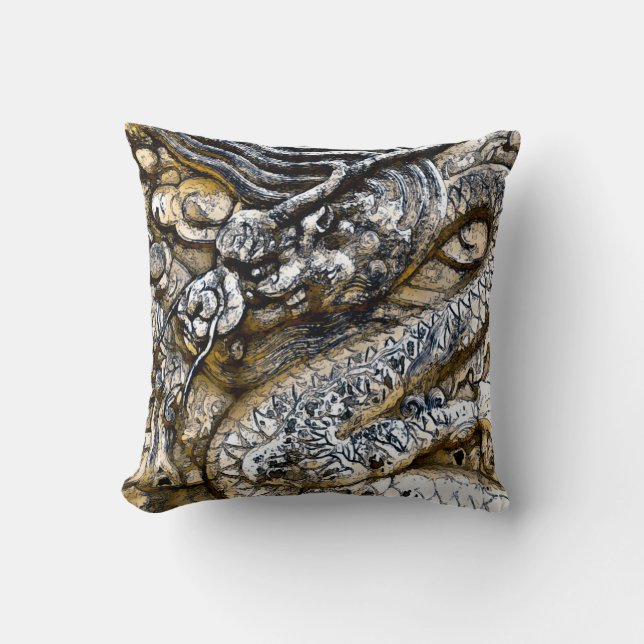 Aquarell-Kaiser-Drache-Stein-Kunst-Wurfs-Kissen Kissen (Vorderseite)