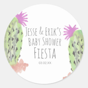Aquarell-Kakteenpflanzen handgemalt Baby Shower Runder Aufkleber