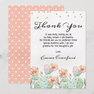 Aquarell-Kaktus-Babyparty danken Ihnen zu Einladung