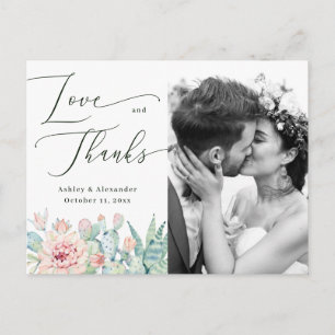 Aquarell-Kaktus-Blumen-Hochzeit-Dankeschön-Foto Postkarte