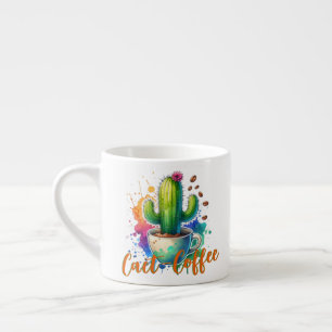 Aquarell-Kaktus, der Kaffee liebt Espressotasse