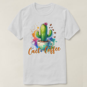 Aquarell-Kaktus, der Kaffee liebt T-Shirt