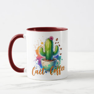 Aquarell-Kaktus, der Kaffee liebt Tasse