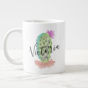 Aquarell-Kaktus Handgemalter Name Jumbo-Tasse