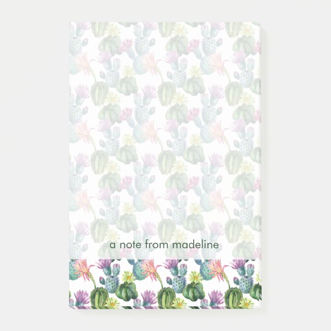 Aquarell-Kaktus-Kunst-Muster Post-it Klebezettel (Vorderseite)