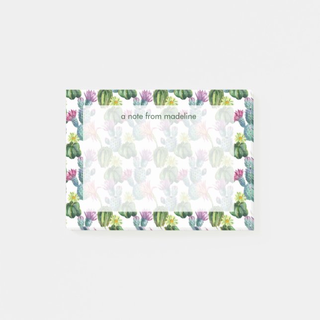 Aquarell-Kaktus-Kunst-Muster Post-it Klebezettel (Vorderseite)