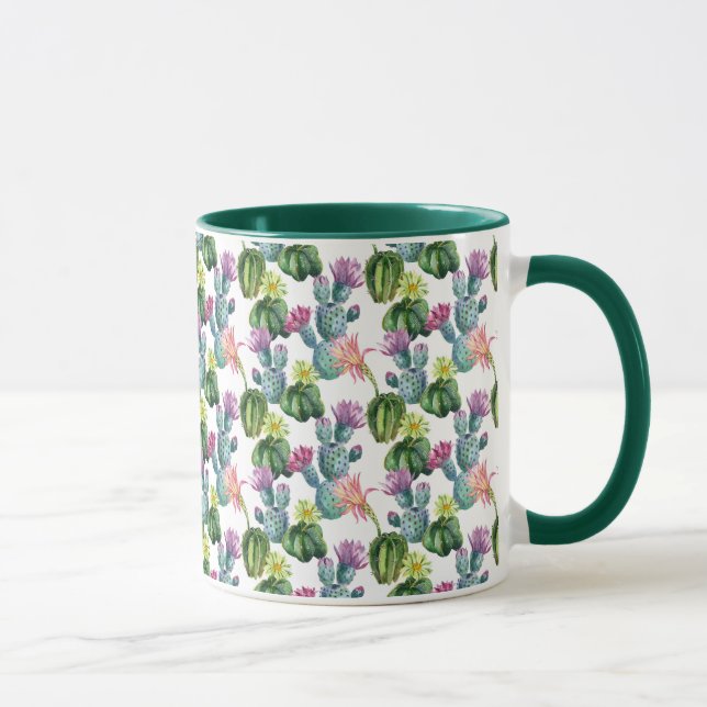Aquarell-Kaktus-Kunst-Muster Tasse (Rechts)