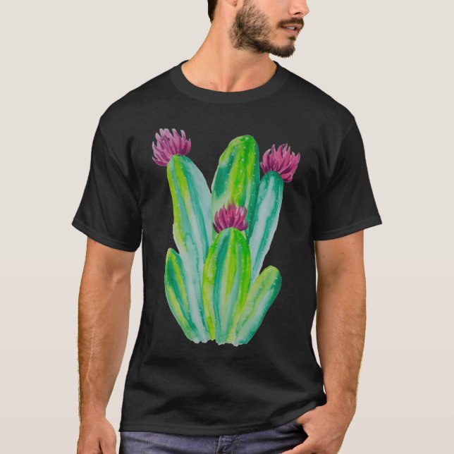 Aquarell-Kaktus-Kunst T-Shirt (Vorderseite)