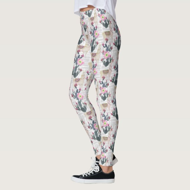 Aquarell-Kaktus-Muster Leggings (Links)