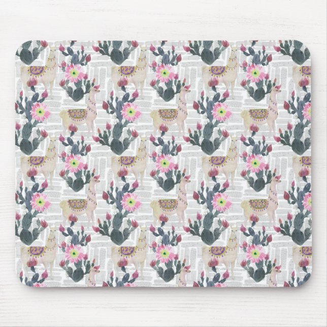 Aquarell-Kaktus-Muster Mousepad (Vorne)