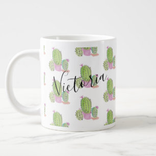 Aquarell-Kaktus-Muster-Name Riesige Kaffeetasse Jumbo-Tasse