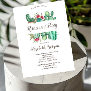 Aquarell Kaktus Polka Punkte Ruhestand Einladung
