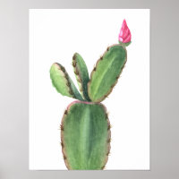 Aquarell Kaktus Rosa Blume Poster