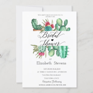 Aquarell-Kaktus-Script-Polka-Punkte-Junggesellinne Einladung