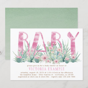 Aquarell-Kaktus-Sukkulente-Baby-Mädchen-Party Einladung