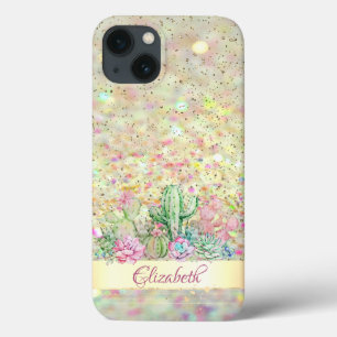 Aquarell Kaktus, Sukkulente Glitter Bokeh Case-Mate iPhone Hülle