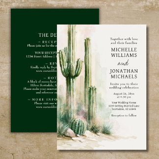 Aquarell-Kaktus-Wüsten-Hochzeit alles in einem Einladung