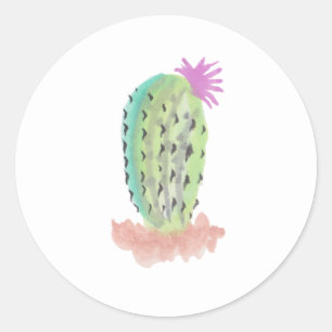 Aquarell-Kaktus-Zimmerpflanze-Handbemaltes Design Runder Aufkleber