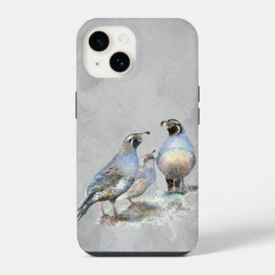 Aquarell Kalifornische Wachtel Wildtier Vogel Natu iPhone 14 Hülle